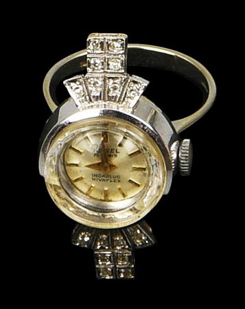 ANELLO OROLOGIO REWEL orologio Rewel montato su anello margherita in oro...