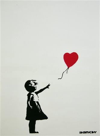 Banksy BALLOON GIRL stampa, cm 40x30 timbro a secco