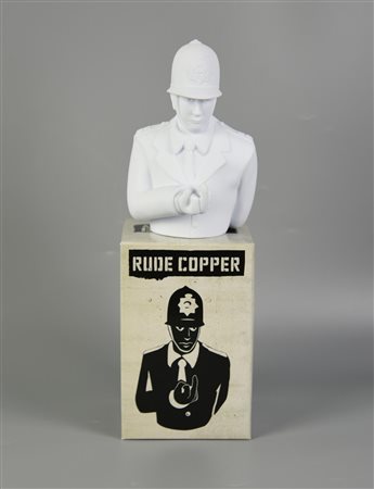 Apologies to Banksy RUDE COPPER (WHITE) statuetta in pvc, cm 15,5 Corredato...