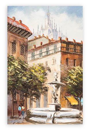 EUGENIO MANTEGANI (1929-2005) - Milano - '800: Piazza Fontana