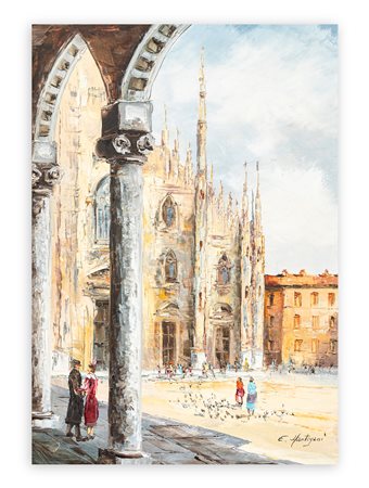 EUGENIO MANTEGANI (1929-2005) - Milano: Piazza Duomo