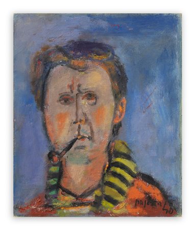 GUIDO PAJETTA (1898-1987) - Autoritratto con sciarpa a righe, 1948