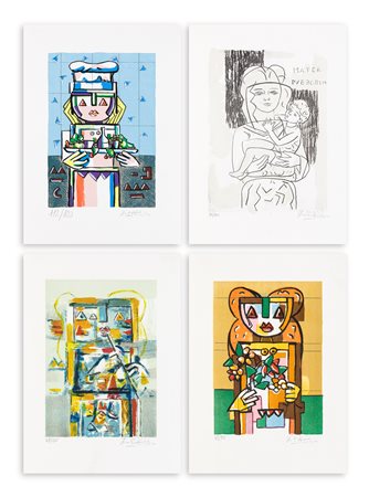 IBRAHIM KODRA (1918-2006) - Lotto unico di 4 litografie: