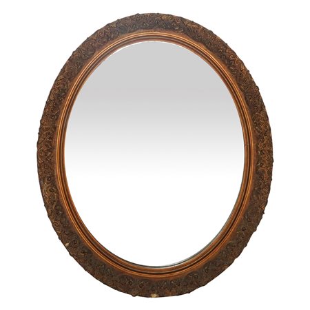Specchiera ovale in legno dorato, Late 19 century