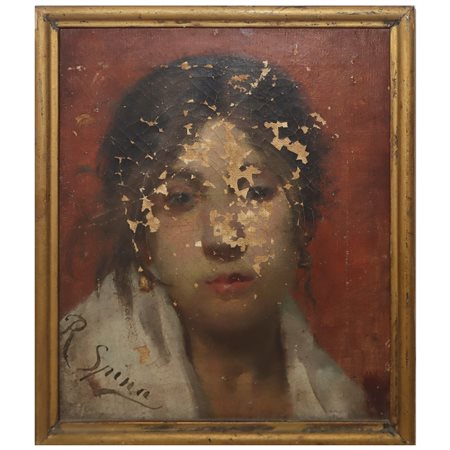Rosario Spina (Acireale 1857-Catania 1943)  - Viso di giovane donna