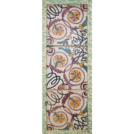 Composizione da muro, trittico di maioliche in cornice, Nineteen century