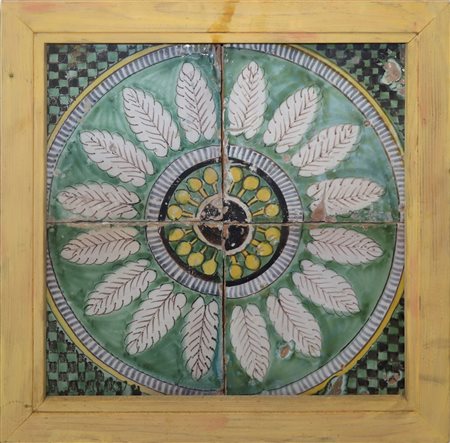 Composizione da muro, trittico di n. 4 maioliche, Late 19 Century