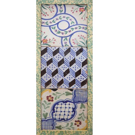 Composizione da muro di n. 3 maioliche in cornice, Late 19 Century