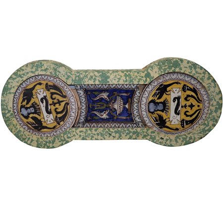 Composizione da muro composta da N.3 Mattonelle in cornice disegno floreale, Nineteen century