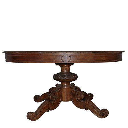 Tavolo ovale allungabile in legno di noce, nineteen century