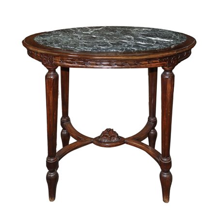 Tavolinetto con marmo al piano grigio scuro screziato bianco, Late 19 century