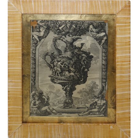 Jean  Le Pautre (Parigi 1618-Parigi 1682)  - Bacco con satiri e ninfe baccanti con festoni di uva