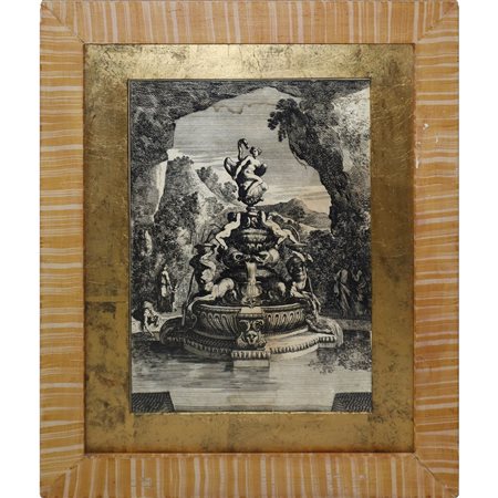 Jean  Le Pautre (Parigi 1618-Parigi 1682)  - Fontana di Leda e il cigno con Centauri,Delfini, Putti