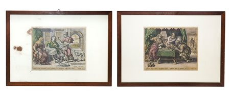 Gerard de Jode (Flemish 1509-1591)  - Coppia di incisioni a sfondo biblico, XVI