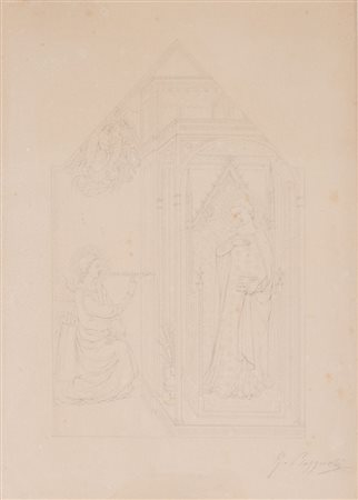 GIUSEPPE BEZZUOLI (Firenze 1784 – 1855) “Annunciazione". Disegno a matita su...