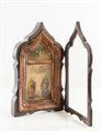 Icona entro teca raffigurante due santi. Arte ortodossa, innizi del XIX...