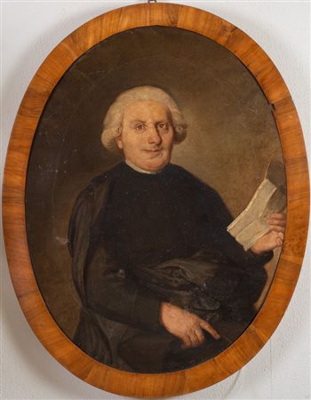 Maestro del XVIII secolo. “Ritratto di Canonico”. Olio su tela ovale. Cm 91x69.