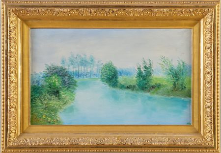 UMBERTO LILLONI (Milano 1898 – 1980) "Paesaggio", 1967. Olio su tela. Cm...