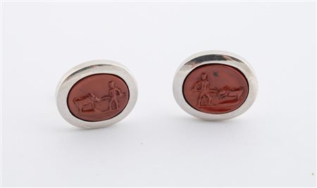 Paio di gemelli in argento 925/ooo, punzone fiorentino, ciascuno realizzato...