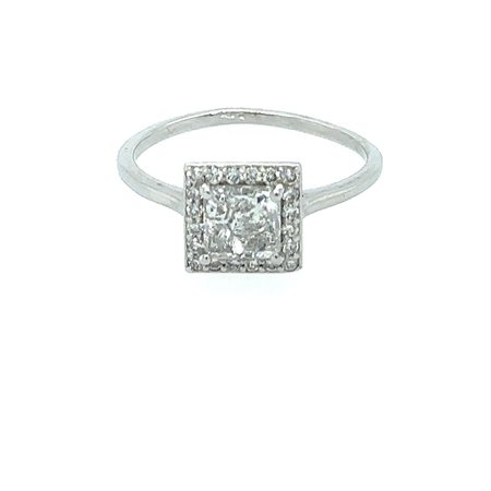 ANELLO IN ORO BIANCO 14K 1.68 GR DIAMANTE TAGLIO PRINCESS 1.00 CT COLORE F...