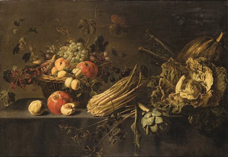 Adriaen Van Utrecht Anversa 1599 – 1652 NATURA MORTA DI FRUTTA E ORTAGGI olio...