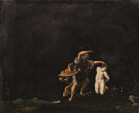 Scuola Veronese metà del XVII secolo IL SACRIFICIO DI ISACCO olio su ardesia,...