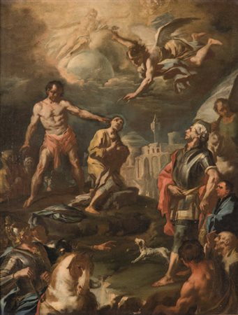 Lorenzo De Caro Napoli 1740 – 1761 DECOLLAZIONE DI UN SANTO olio su tela, cm...