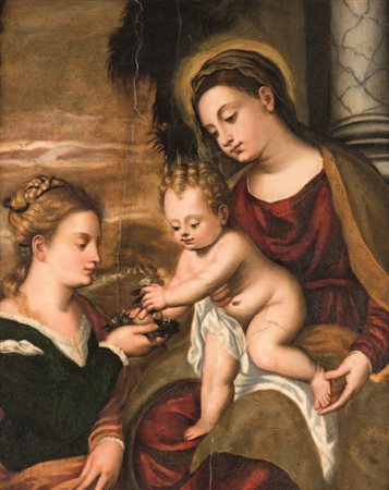Polidoro da Lanciano Lanciano 1515 – Venezia 1565 MADONNA CON BAMBINO E SANTA...
