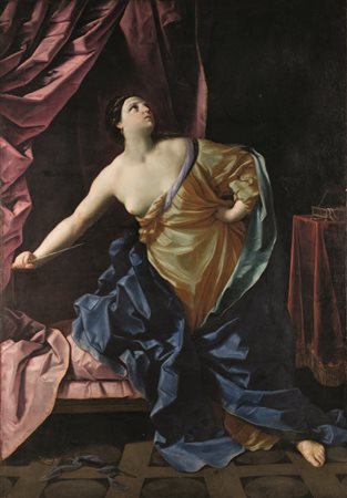Guido Reni Bologna 1575 – 1642 LUCREZIA ROMANA SI UCCIDE PUGNALANDOSI olio su...