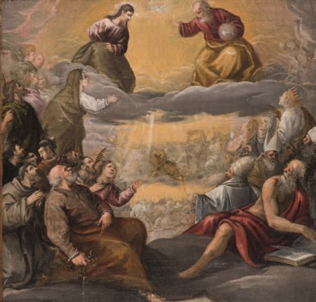 Scuola Veneta fi ne del XVII secolo IL PARADISO olio su tela, cm 67x65