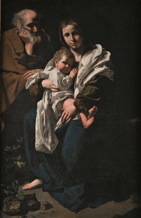 Bartolomeo Cavarozzi Viterbo 1586 – Roma 1625 SACRA FAMIGLIA olio su tela, cm...