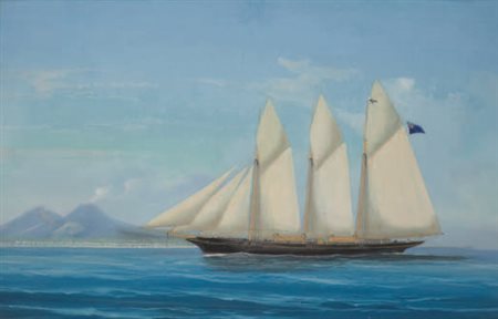 Antonio De Simone (attribuito) 1840 – 1915 A) B) VELIERO tempera su carta, cm...