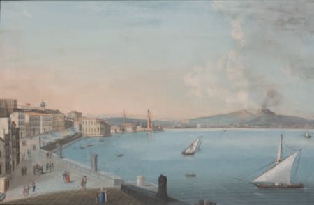 Scuola Napoletana del XIX secolo A) VEDUTA DI NAPOLI DA CHIAIA, B) VEDUTA DI...