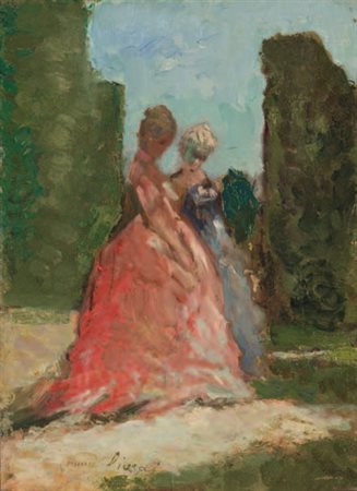 Emma Ciardi Venezia 1879 – 1933 FIGURE FEMMINILI olio su tavola, cm 24x17,3....