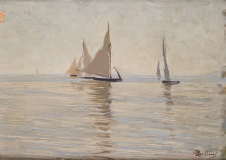 Giorgio Belloni Codogno 1861 – Mezzegra 1944 BARCHE olio su tavola, cm 16x20....