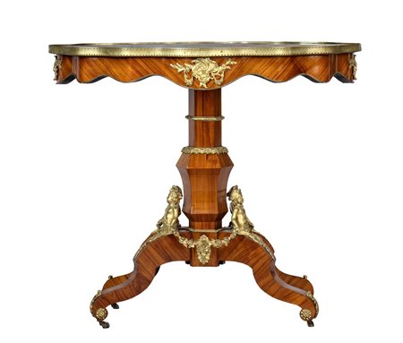 Tavolo da salotto, Napoleone III in legno ebano viola - Francia, XIX secolo