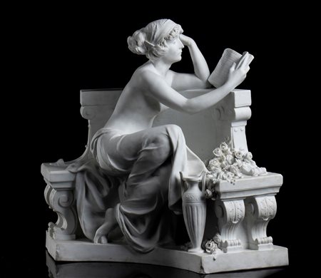 Statua in biscuit  - Francia, XIX secolo,  firmata LOUIS CARIER BELLEUSE (1848-1913)