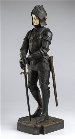 Scultura francese in bronzo raffigurante guerriero - firmata S. OMERTH 