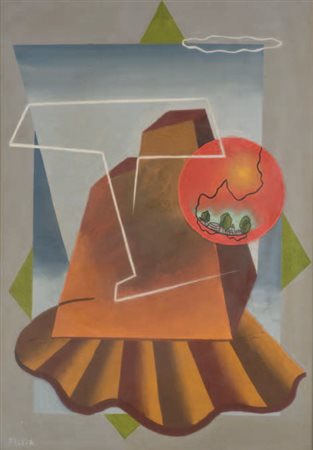 FILLIA Revello, Cuneo 1904 – Torino 1936 COMPOSIZIONE olio su cartoncino, cm...