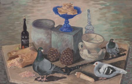 GINO SEVERINI Cortona, Arezzo 1883 - Parigi 1966 NATURA MORTA CON VASO BLU E...