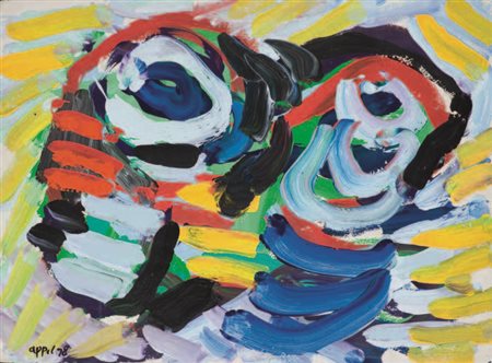 KAREL APPEL Amsterdam 1921 - Zurigo 2006 BLACK & BLUE EYE, 1978 acrilico su...