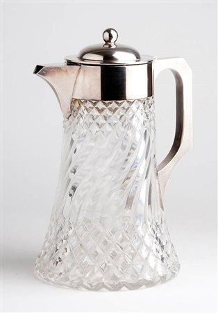 Caraffa vittoriana inglese in cristallo e argento - Birmingham 1890, maestri argentieri JOHN GRINSELL & Co.