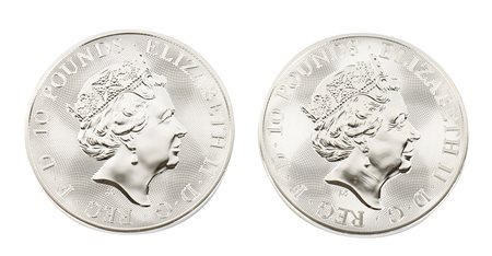 Lotto di due monete: 10 Pounds - Elizabeth II Silver Valiant; 10 oz Fine Silver.  2020 - 2021
