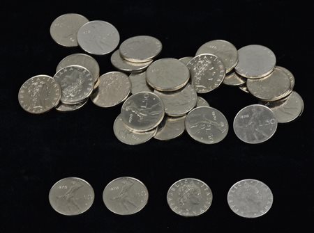 LOTTO DI 50 LIRE ITALIANE composto da 50 monete da 50 lire anno 1970