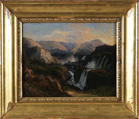 KOCH JOSEF ANTON (1768 - 1839) ATTRIBUITO A. Cascate di Terni. 1810. Olio su...