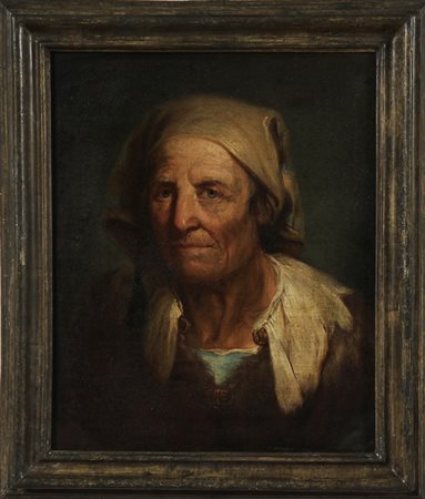 NOGARI GIUSEPPE (1699 - 1763) Ritratto di anziana. Olio su tela . Cm 37,50 x...