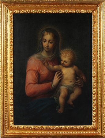 CACCIA GUGLIELMO detto IL MONCALVO (1568 - 1625) Madonna con bambino. Olio su...