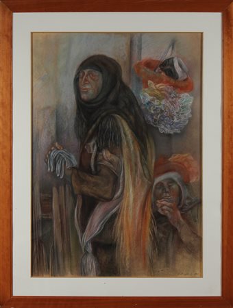 STAGNOLI ANTONIO (n. 1922) Ballerino e bambino. 1995. Pastelli su cartone. Cm...