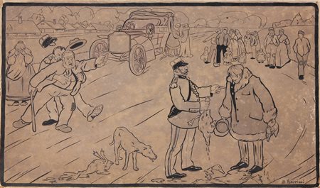 BOCCIONI UMBERTO (1882 - 1916) Automobil club Italia. 1904. Tempera su...