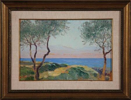 TERZI ALEARDO (1870 - 1943) Paesaggio. 1937. Olio su cartone pressato. Cm...